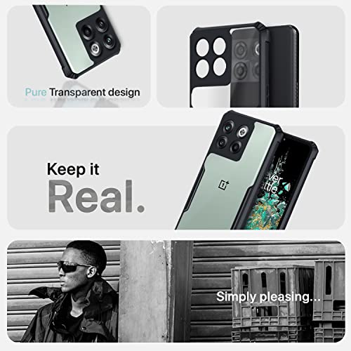 Image of Pikkme Oneplus 10T 5G Back Cover | Crystal Clear Transparent Back | Ultra Hybrid | Full Camera Protection | Raised Edge | Bumper Back Case for Oneplus 10T 5G (Black)