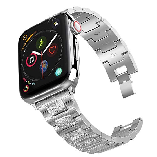 QSXHQR Item Title: PUGO TOP Bling Correa Compatible para Apple Watch Series 4 40 mm, Series 3/2/1 38 mm, Repuesto de Correa de Acero Inoxidable para iWatch de Mujer