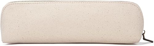 Estuche de lona para lápices, lona de algodón y bolsa multifuncional simple, almacenamiento de lápices portátil con cremallera (beige) disponible en Yaxa Peru