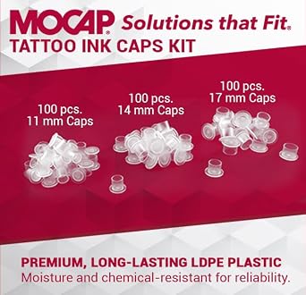 MOCAP Transparent Tattoo Ink Caps - Flanged, Dust & Moisture Proof - 300pcs