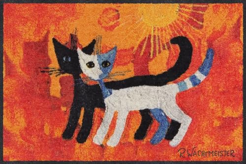 Salonloewe Rosina Wachtmeister Terral RW Paillasson Motif chat Catmom Paillasson pour l'intérieur et l'extérieur Lavable 050 x 075 cm