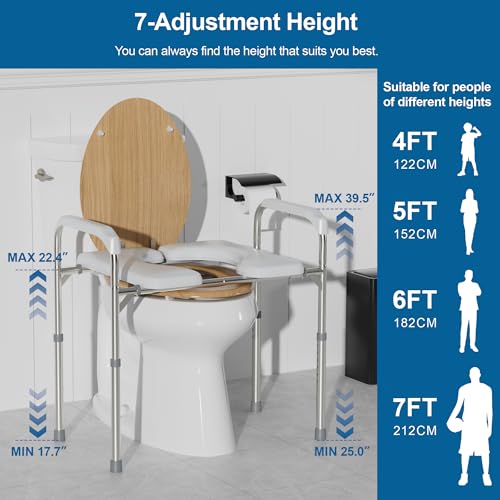 Deewow Raised Toilet Seat with Handles, Toilet Seat Riser for Seniors with Adjustable Height, up to 400lbs, Raised Toilet Seat for Elderly, Pregnant and Handicap, Fit Any Toilet, FSA/HAS Eligible by Deewow - Image 4