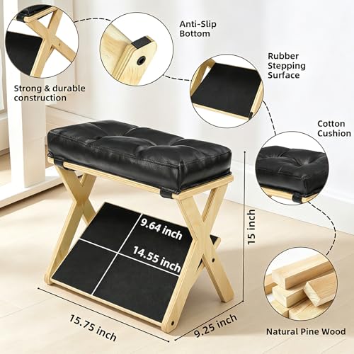 Image of Foot Rest Under Desk at Work, Under Desk Footrest with Double Step Wooden Ergonomic Design, Non-Slip EVA Surface, Office Foot Stool for Posture Support, Leg Relief, Home Office & Gaming