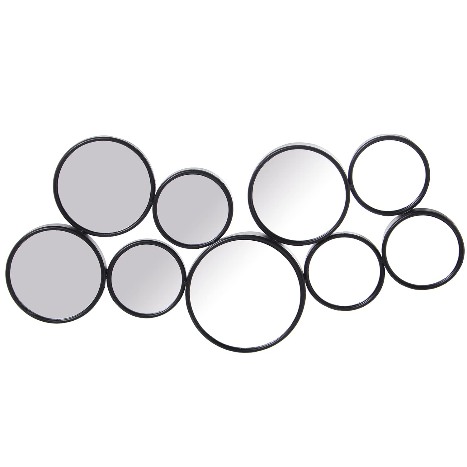 Miroir cercles en métal noir 47x4x91cm en fer forgé pour décoration murale