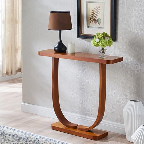 Mesa auxiliar tipo consola de madera maciza para sofá y recibidor de 80cm