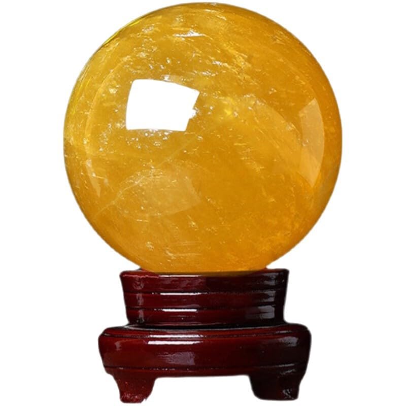 Sphère Calcite Jaune Contre le Stress | Véritable Boule de Cristal de Méditation