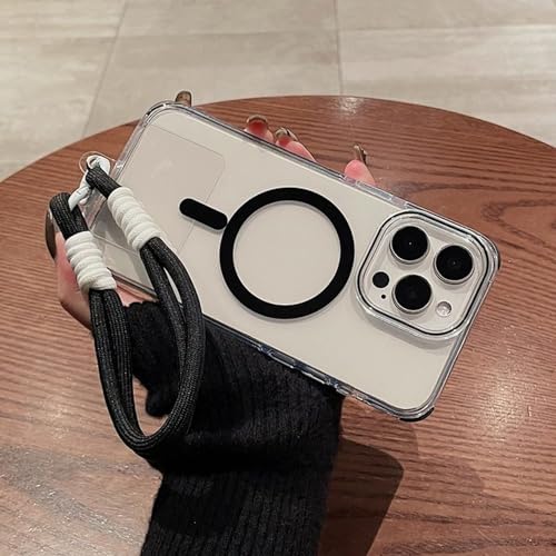 Coque transparente pour iPhone 15 Pro Max avec dragonne pour vos voyages