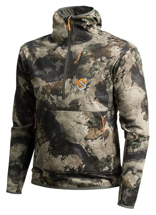 ScentLok BE:1 Phantom Hooded Pullover, Lightweight Camo Half-Zip Hunting Jacket