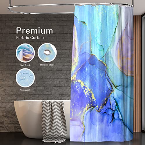 Vimorco Shower Curtain Abstract Marble, Bathroom Shower Curtain Sets With 12 Hoooks,Home Decorative Polyester Fabric Machine Washable Bathroom Accessories Curtain, 72X72 Inch (Blue Purple Marble) #TOP2