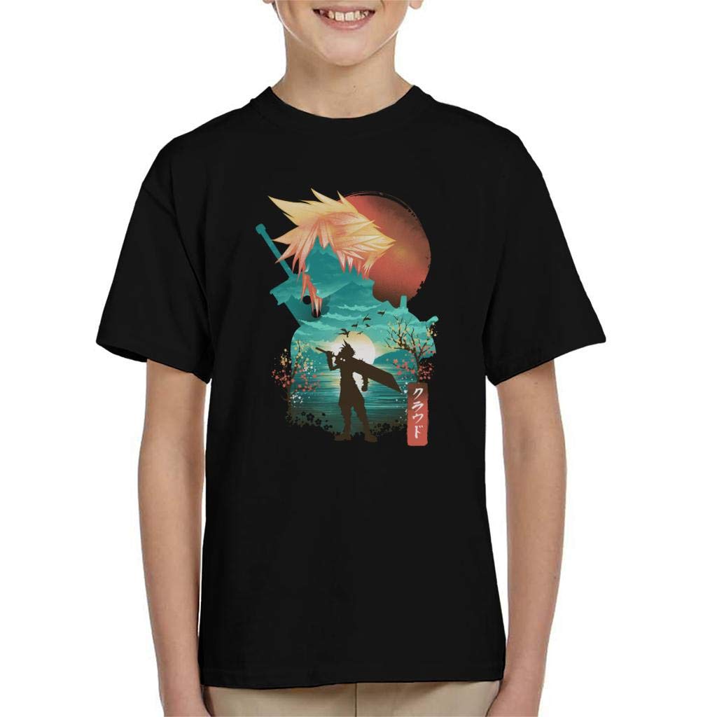 Cloud City 7 Black Final Fantasy Cloud Strife Ukiyo Kid's T-Shirt