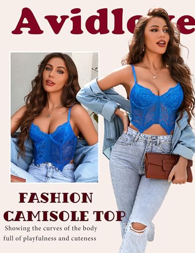 Image of Avidlove Lace Bralettes for Women Y2k Camisole Lingerie Adjustable Strap Crop Top