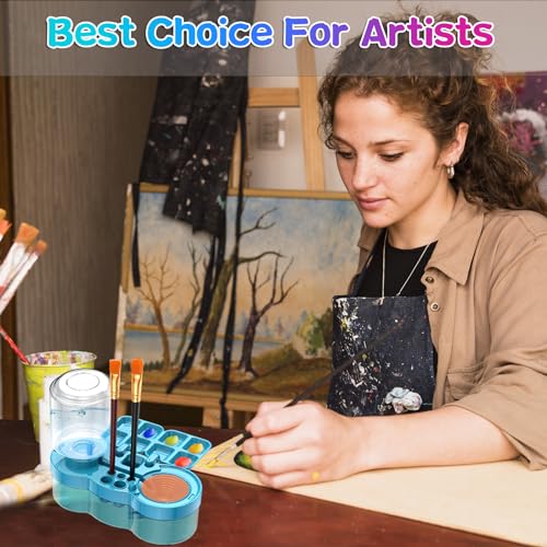 Image of Paint Brush Cleaner with Paint Tray, Upgraded 6-in-1 Painting Supplies with Drain and Brush Holder, Water Circulation Paint Brush Cleaner Tool for Acrylic, Watercolor, Water-Based Paints