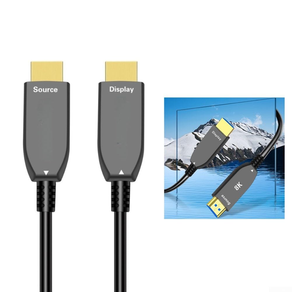 Câble fibre optique 8K avec connecteurs plaqués or et gaine CL3 1m