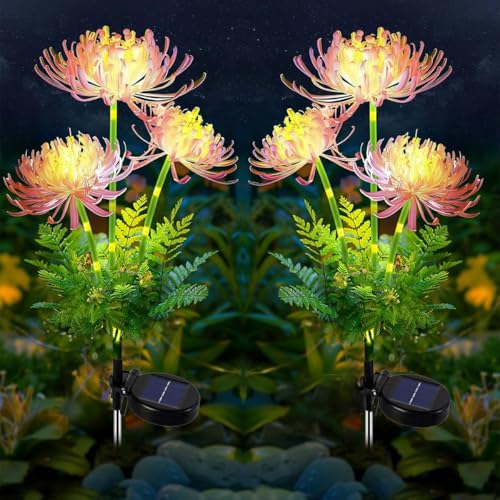 Joysing Gartendeko Solar Gartenleuchte Außen, 2 Stück Solar Blumen für Außen, Blume Solarlampen Wetterfest Solar Blumen Lampe, Solarleuchten...