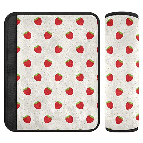 Cute Strawberries White Seat Belt Cover 2Pcs Soft Car Seatbelt Covers For Kids Shoulder Strap Protectors Car Accessories For Women Men Adults Girls Boys,M #TOP1