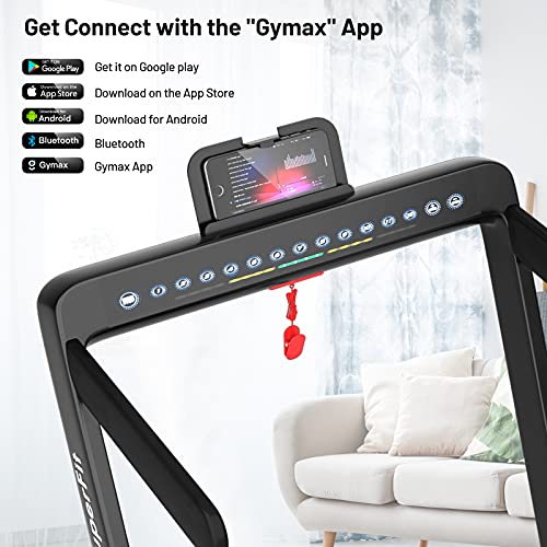 GYMAX Walking Pad, Dual LED Display 2 in 1 Under Desk Treadmill for Home with Remote & Smart App Control, 2.25HP Foldable Portable Treadmill Running Machine for Office Small Space (Black) - Thumbnail 3