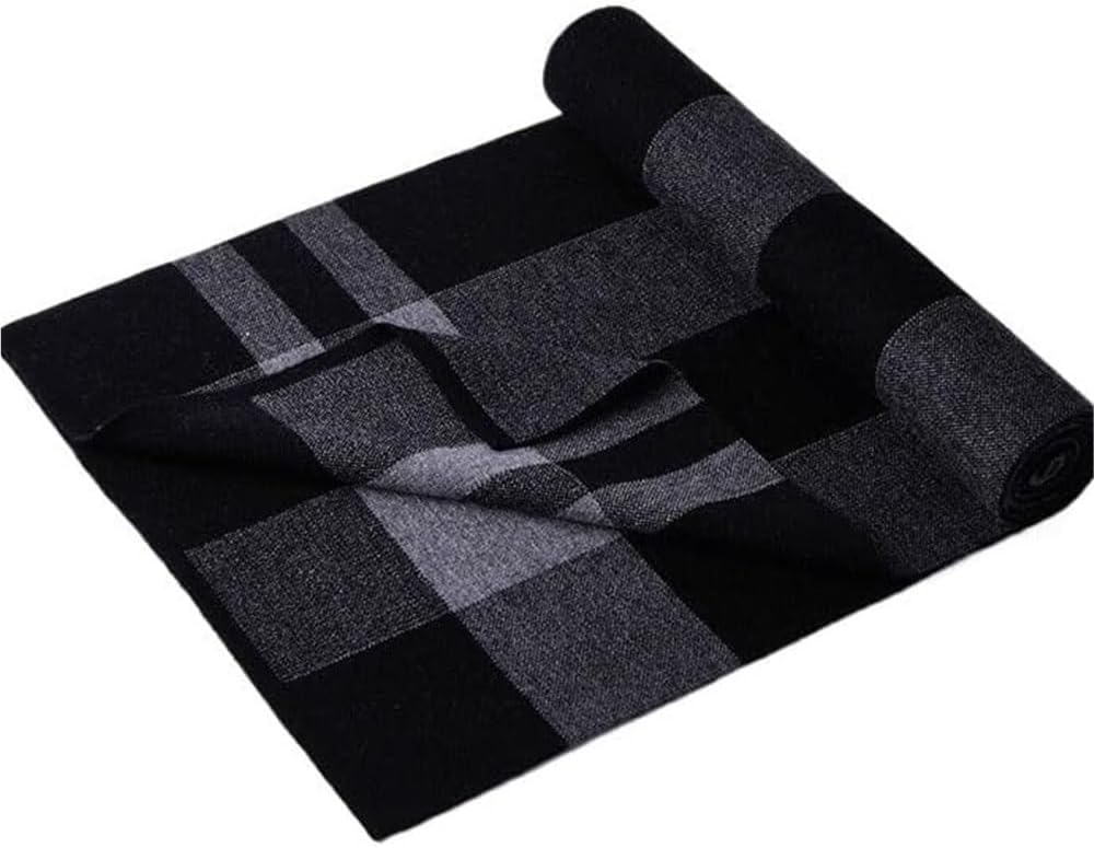 Men's Knitted Plaid Scarf Warm Soft for Winter Versatile Gift for Casual Business Wear