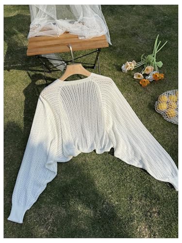 SOLY HUX Women's Plus Size Hollow Out Knit Crop Cardigan Sweater Open Front Long Sleeve Lightweight Tops Knitwear2