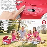Gueray Portable CD Player Boombox Home Audio CD Players with Speakers FM Radio AUX Input Support Headphones Playlist Mode PROG Playback for Outdoor Indoor Audiobooks Red - Image 6