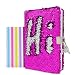 VIPbuy Magic Reversible Sequin Notebook Diary Lined Travel Journal with Lock and Key for Kids Girls, Size A5 (8.5" x 5.5"), 78 Sheets, Rose Red to Silver