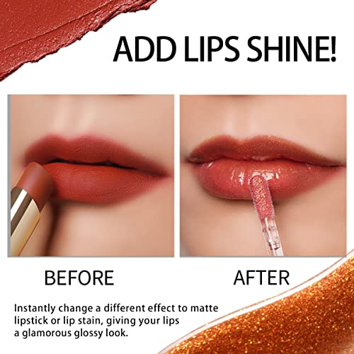 Oulac Clear Glitter Lip Plumper Gloss With Mirror Finish Moisturizing & Reduce Fine Lines Lip Oil Refuse Chapped Lips Non Sticky Lip Gloss For Girls Women, 4.5Ml/0.15Fl.oz,Glamorize(C08) #TOP4