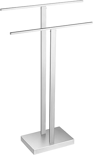 Miniatura 9 de KES Toallero de pie para baño, toallero de pie con base pesada de 2 niveles, soporte doble para toallas de baño de acero inoxidable 188, acabado