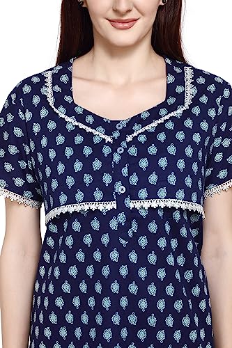 Image of Evolove Women's Cotton Long Maxi Maternity Feeding Night Gown with Pockets, Super Soft Comfortable (LNG-Feeding)