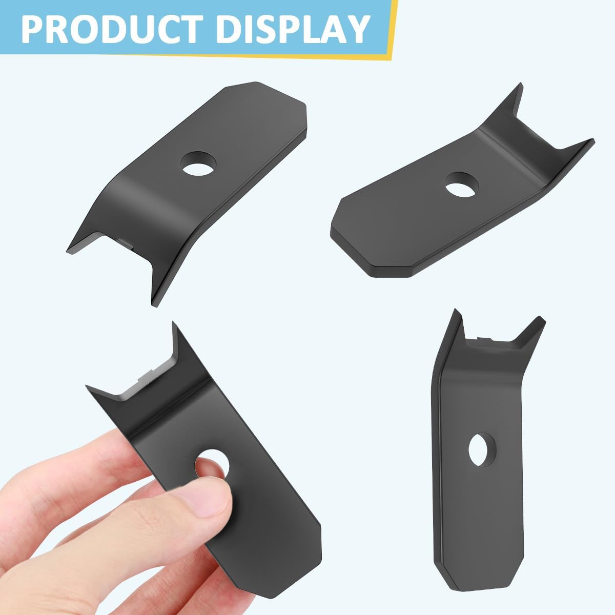 (50 Pack) Trailer Wood Deck Clips Steel 1/4" Plate Bearclaw Trailer Floor Hold Down Clip, Fits for Trailers, Truck Beds, Warehouse Floors - Black