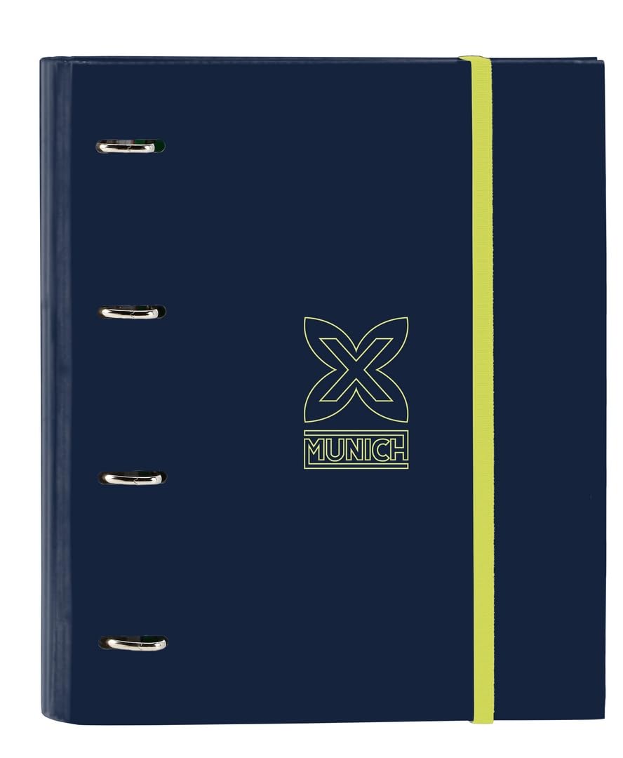 Safta Munich North - Cartellina 4 Anelli Da 35 Cm Con 100 Fogli A4, Ideale Per Bambini Di Diverse Età, Comoda E Versatile, Qualità E Resistenza, 27 X 3,5 X 32 Cm, Blu Navy, M, Casual-image