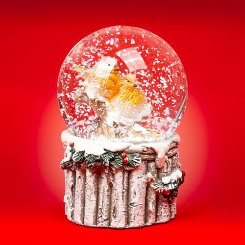 SIKORA SK30 Kleine Glas Deko Schneekugel Rotkehlchen D:45mm
