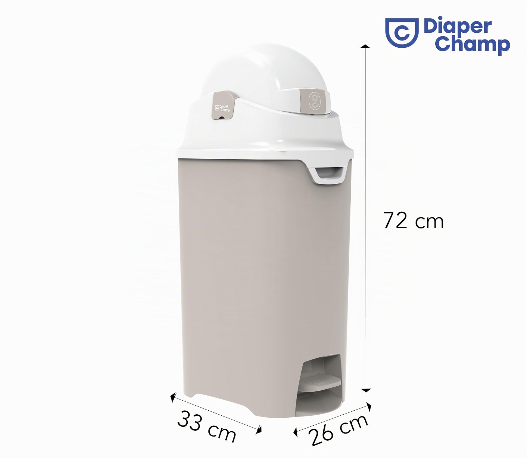 DIAPER CHAMP Handsfree Medium - incl - 10 sacchetti ECO gratuiti - Pattumiera per pannolini anti-odore - mani libere - capacità ideale - asili nido, micro presepi MAM - senza cassette di ricarica