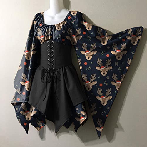 L9WEI Middeleeuwse kleding voor dames, vintage cosplay-jurk, tuniek, mini-jurk, vrouwen, sexy, elegant, partyjurk, middeleeuws, retro, korte jurk, winter, lange mouwen, midi-jurken - Image 5