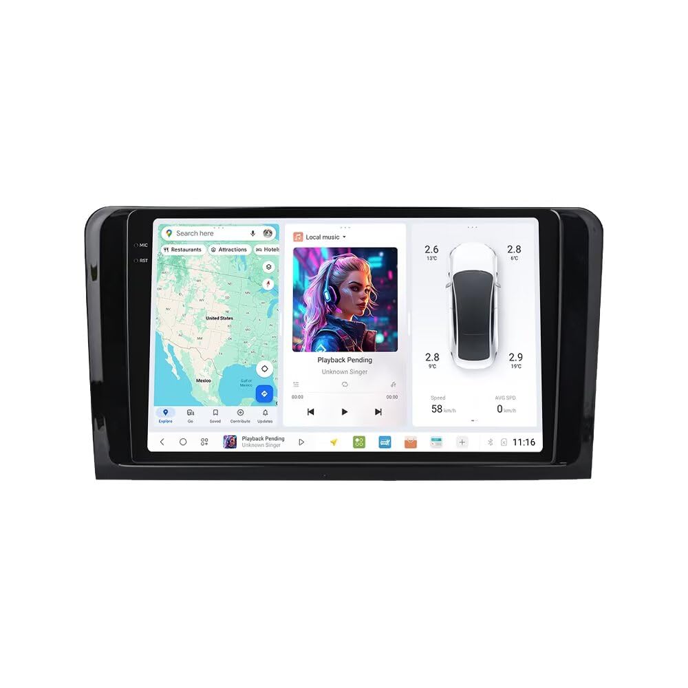 MekedeTech DUDUAUTO DUDU6 Android Screen for Mercedes Benz M-Class GL-Class 2005-2011 Android Car Radio 9.5 inch Wireless Carplay Head Unit,8G RAM 256GROM