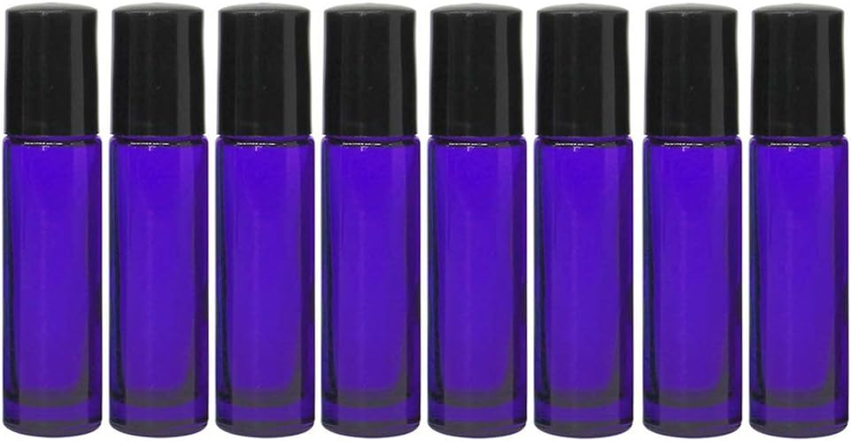 Glass Roller Bottles with Stainless Steel Ball, 10ml Essential Oil Roller Bottles for Essential Oils, Perfumes, Lip Balms, Roll on Bottles Dropper Included