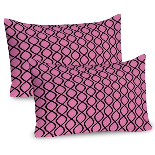 Ambesonne Hot Pink Pillow Sham Set of 2, Vertical Wavy Lines Tangled Stripes Curves Girlish Feminine Design Modern, Quality Microfiber Bedding Item for All Seasons, 30