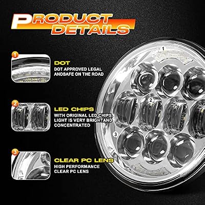 LX-LIGHT Newest Silver 5.75 Inch LED Headlight + 4.5 Inch LED Fog Lights