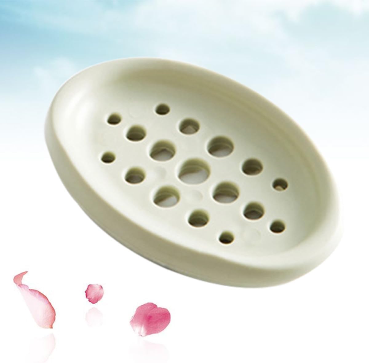 Wakauto Oval Silicone Soap Dish Self-Draining Soap Tray for Bar Holder for Bathroom Sink Shower Kitchen Countertop Keeps Dry 4.48 X 2.95 X 0.70 in image 5