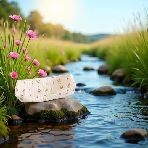 Image of Pink Floral Styl Pencil Bag, Pencil Case, Cute Simple Pen Bag Pen Holder Coin Pouch,, Stationery Organizer Multifunction Makeup Storage Bag, Pen, Pencil and Marker Cases Office Supplies Storage