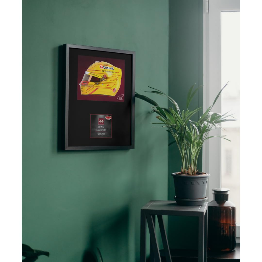 Lap Legends Lewis Hamilton 2025 - Espositore incorniciato con firma digitale riprodotta (rosso, 33 x 24 cm, bordo)