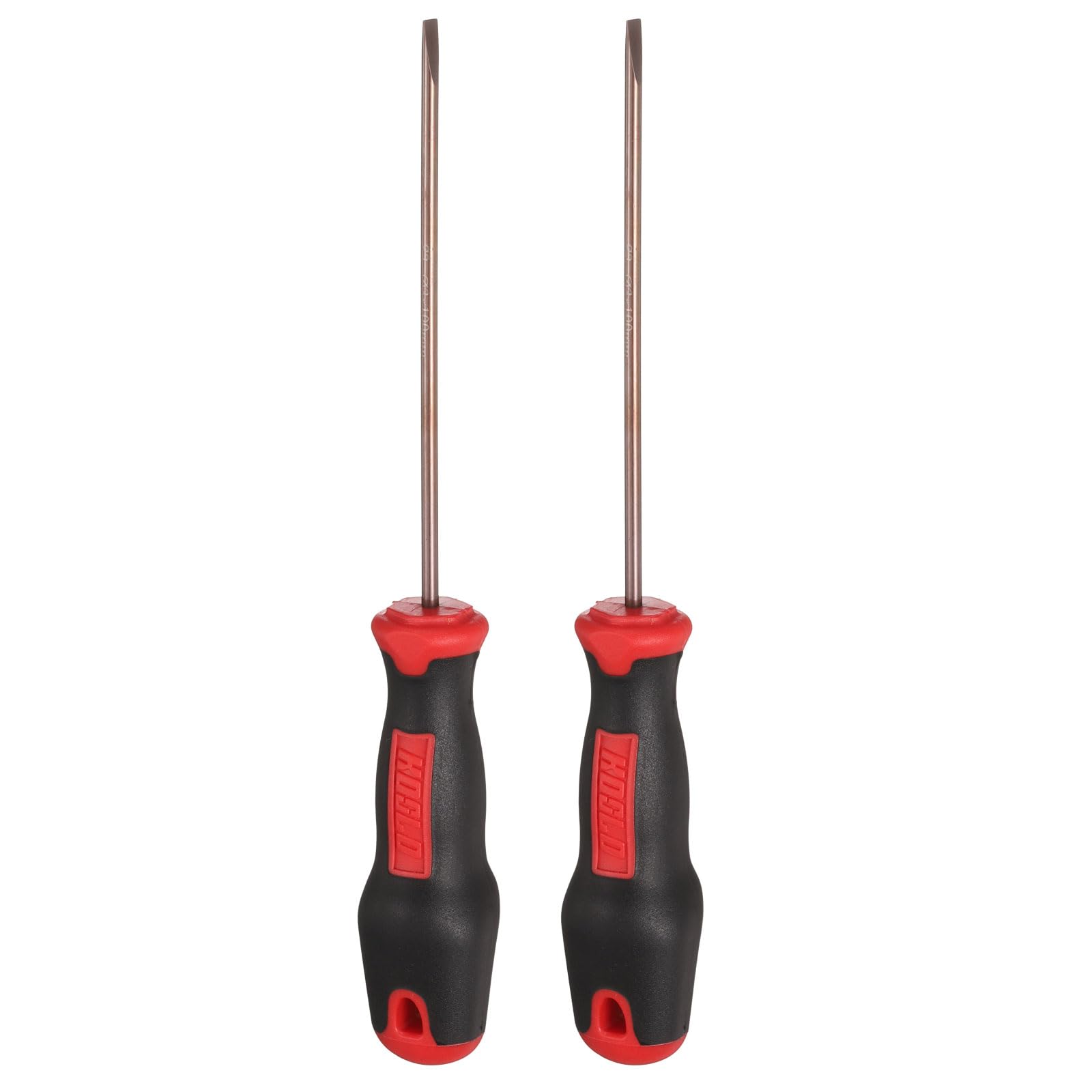 sourcing map 2pcs SL3 Flat Head Screwdriver 7.28" Magnetic Screwdrivers 3.35" Heat-Treated S2 Alloy Steel with Ergonomic Handle for DIY Repairing, Red Brown
