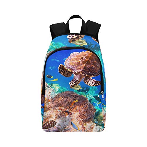 QYUESHANG Turtle Eretmochelys Imbricata Floats Under Water Casual Daypack Travel Bag College School