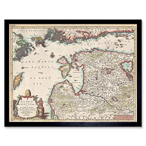 Wee Blue Coo Travel Map Livonia Courland Finland Estonia Latvia Historical Art Print Framed Poster Wall Decor 12x16 inch