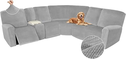 Miniatura 41 de Arfntevss Fundas de sofá seccional reclinable de terciopelo, funda de sofá seccional de esquina para sofá reclinable, funda elástica de forma L,