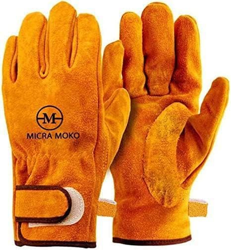 耐熱グローブキャンプバーベキューアウトドア用 外側本物の牛革内側綿がある国内耐