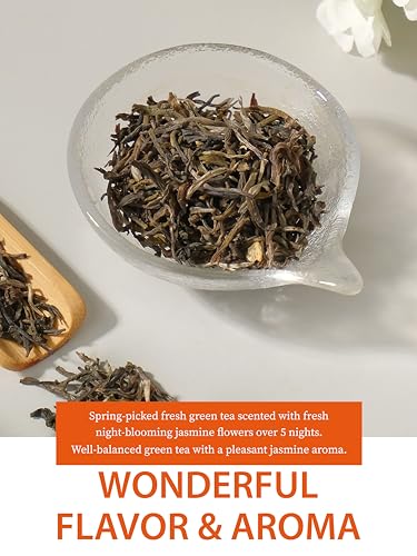 Image of TeeLux Jasmine Green Tea Loose Leaf, Premium Jasmine Chun Hao, 8.8 oz
