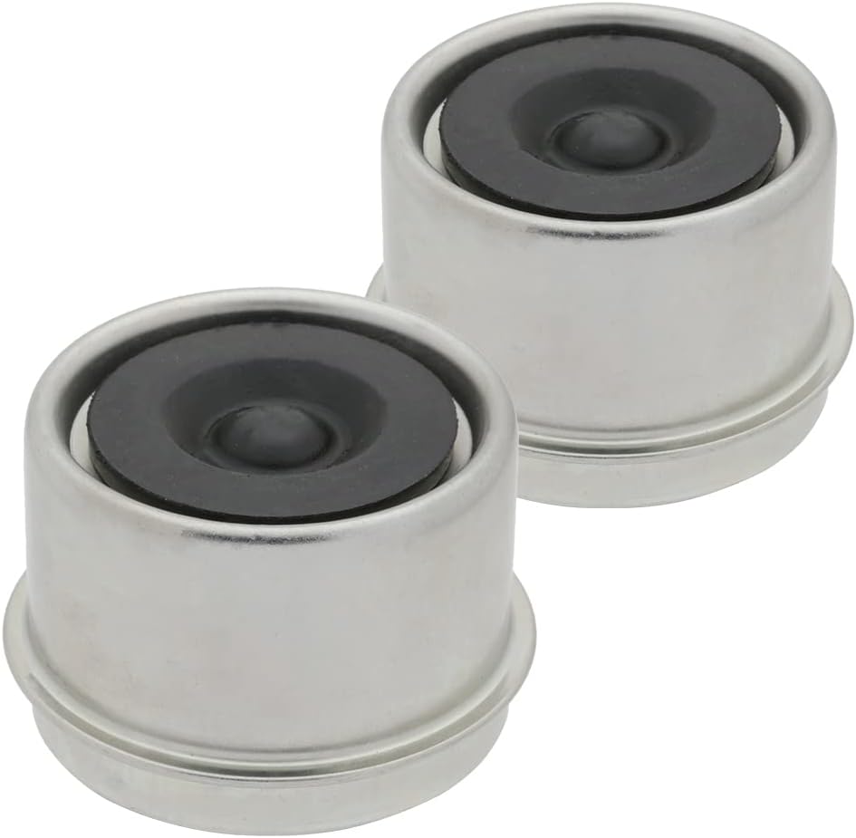 Dust Cap 2" (1.98 in) - Trailer Axle Wheel Hub and Bearing Hub with Rubber Plug, Replacement for Boat Trailer, 3500 Lbs Capacity - 2 Pack