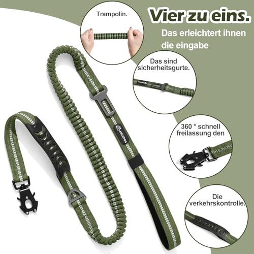 Strapazierfähige Taktische Hundeleine - 1.35-1.9M Hundeleine Verstellbar mit Müllsack, Stark Reflektierend Schnellverschluss Karabiner Sicherheitsleine Dog Leash Hundeleine für mittelgroße Große Hunde