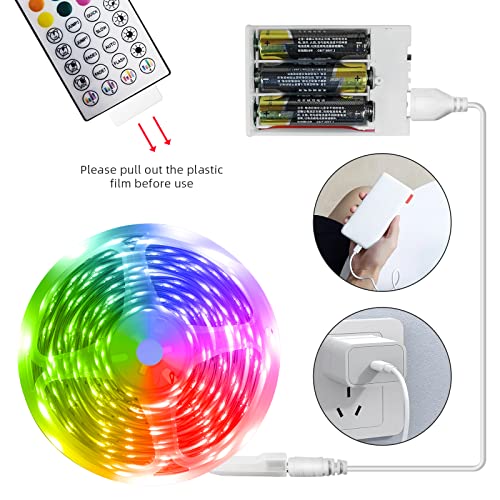 Battery Powered Led Strip Lights 25 Ft, Led Lights For Bedroom Battery Operated Color Changing Lights Music Sync App Remote Control Rgb Usb Led Lights For Tv, Room, Rope Lights #TOP1