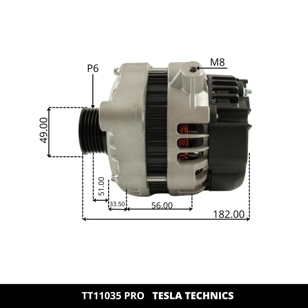 Alternateur 220v Alternateur TESLA TECHNICS TT11260 PRO 80A - Compatible Citroën Peugeot - 12V - Qualité Reconstruct Outil Poulie Alternateur