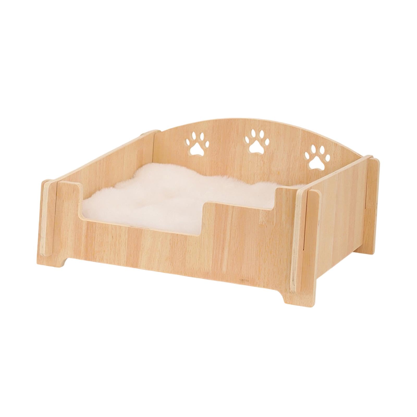 Lit surélevé en bois pour chat et petit chien avec coussin confortable